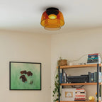 Lampa Sufitowa Skandynawska ze Szklanym Kloszem - Pomarańczowy
