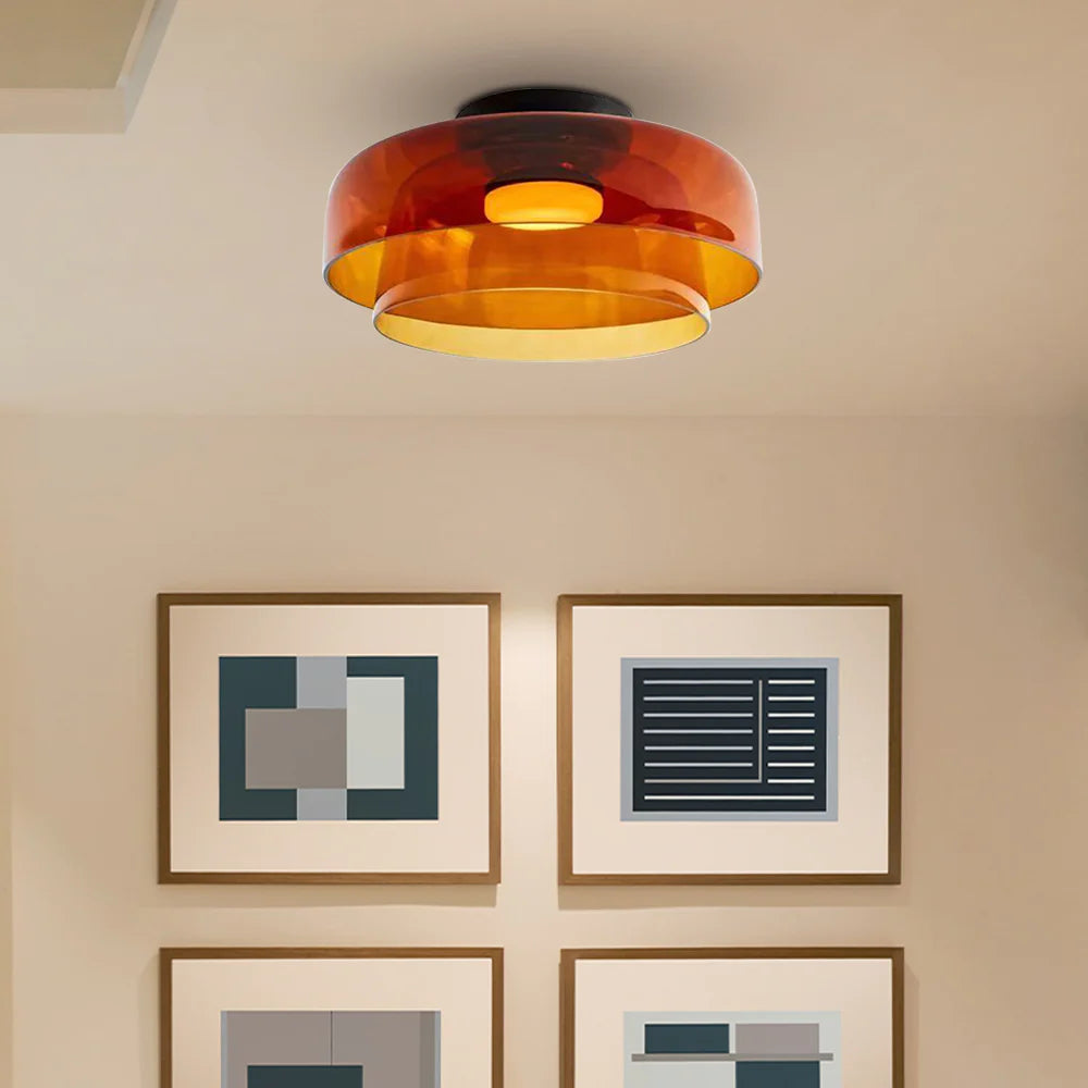 Lampa Sufitowa Skandynawska ze Szklanym Kloszem - Pomarańczowy