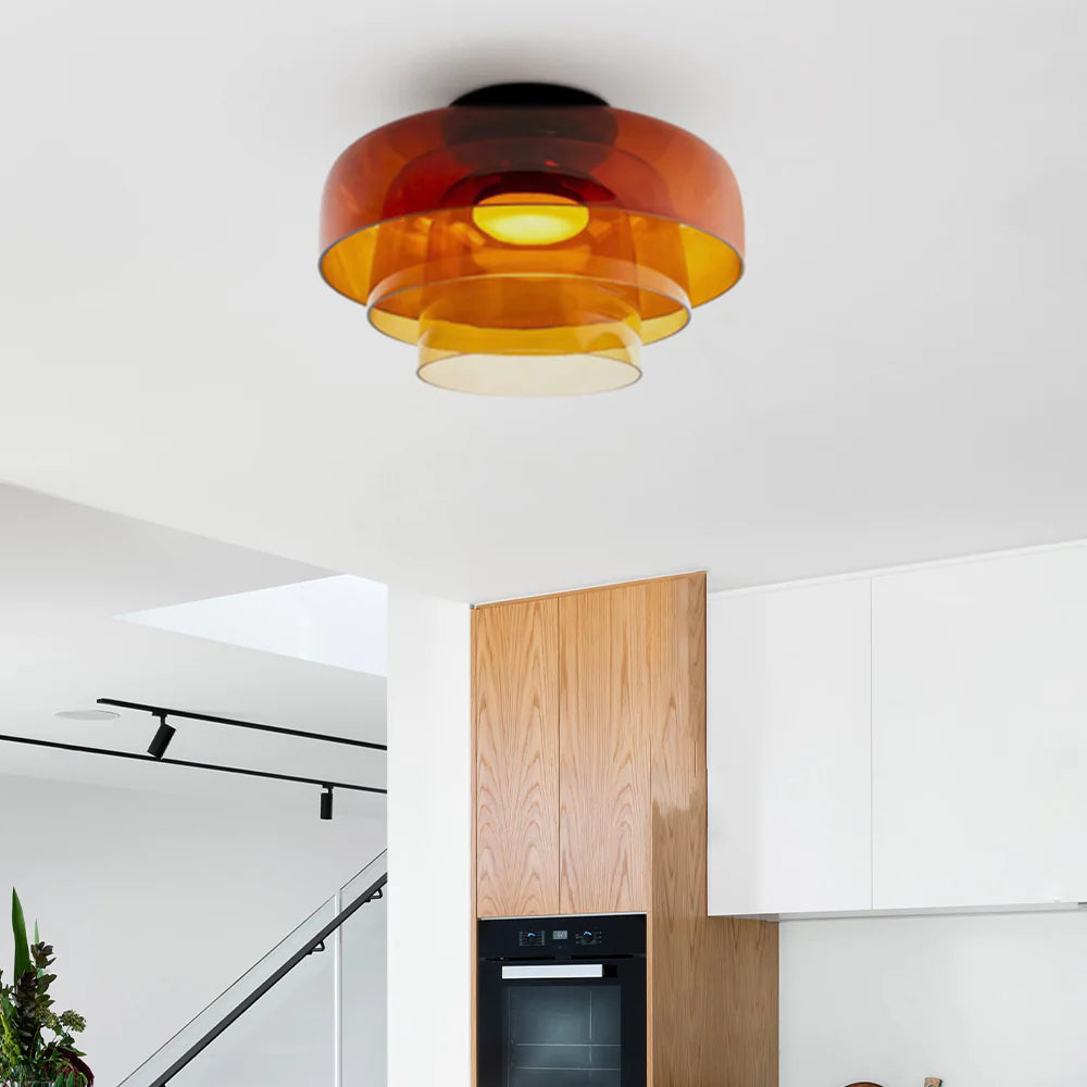 Lampa Sufitowa Skandynawska ze Szklanym Kloszem - Pomarańczowy
