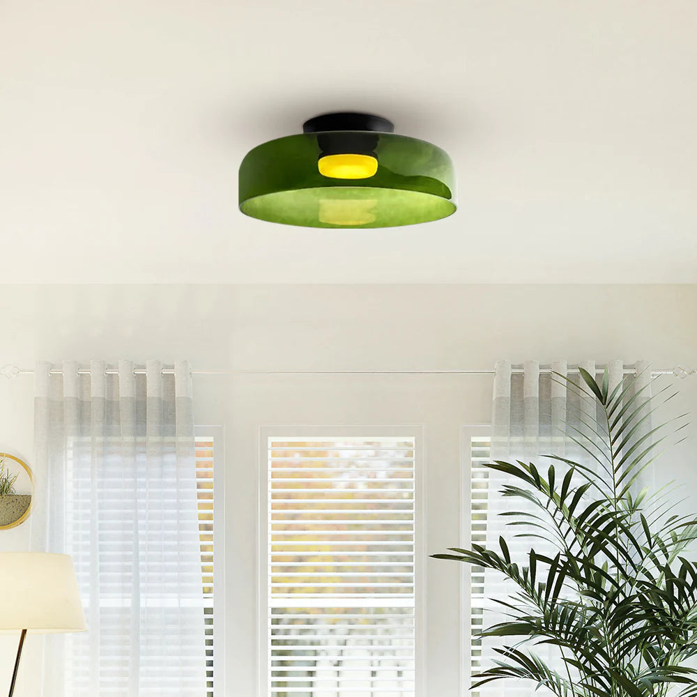 Lampa Sufitowa Skandynawska ze Szklanym Kloszem - Zielony
