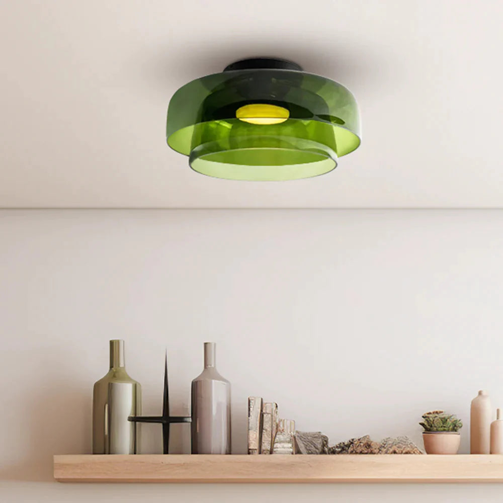 Lampa Sufitowa Skandynawska ze Szklanym Kloszem - Zielony