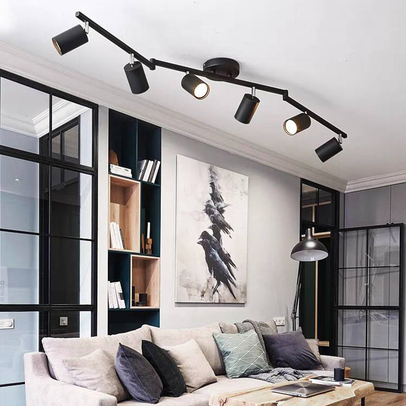 Lampa Sufitowa Spot Nowoczesna z Obrotowymi Reflektorami na Szynie - Czarny