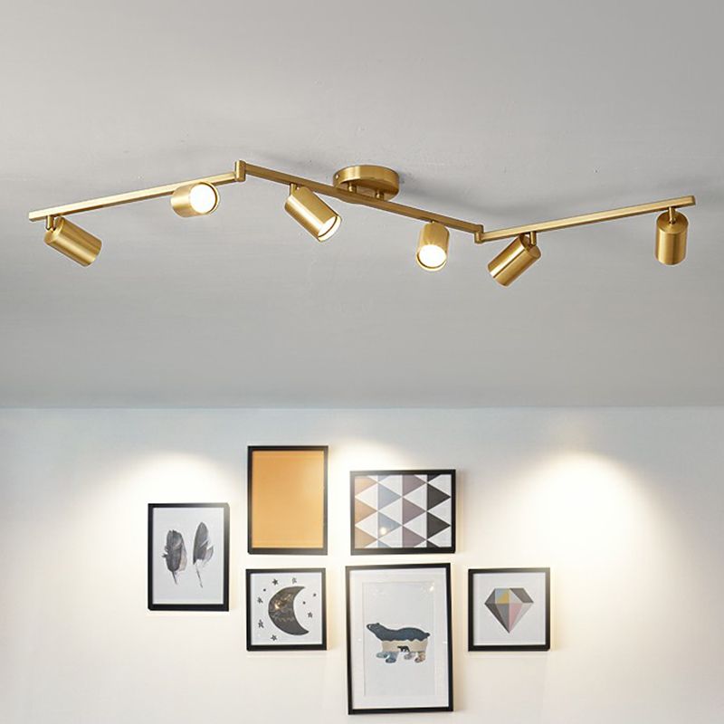 Lampa Sufitowa Spot Nowoczesna z Obrotowymi Reflektorami na Szynie - Złoty