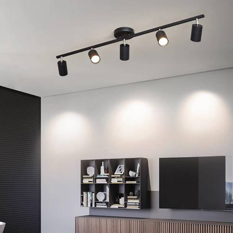 Lampa Sufitowa Spot Nowoczesna z Obrotowymi Reflektorami na Szynie - Czarny