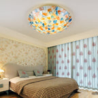 Lampa Sufitowa Styl Tiffany z Mozaikowym Kloszem Muszlowym - Pomarańczowy