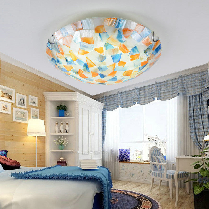 Lampa Sufitowa Styl Tiffany z Mozaikowym Kloszem Muszlowym - 7