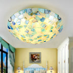 Lampa Sufitowa Styl Tiffany z Mozaikowym Kloszem Muszlowym - 8