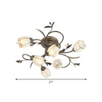 Lampa Sufitowa Vintage z Kwiatowym Motywem i Kloszami w Kształcie Tulipanów - 11
