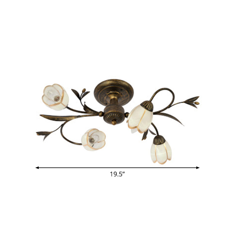 Lampa Sufitowa Vintage z Kwiatowym Motywem i Kloszami w Kształcie Tulipanów - 19