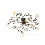 Lampa Sufitowa Vintage z Kwiatowym Motywem i Kloszami w Kształcie Tulipanów - 20