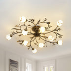 Lampa Sufitowa Vintage z Kwiatowym Motywem i Kloszami w Kształcie Tulipanów - 5
