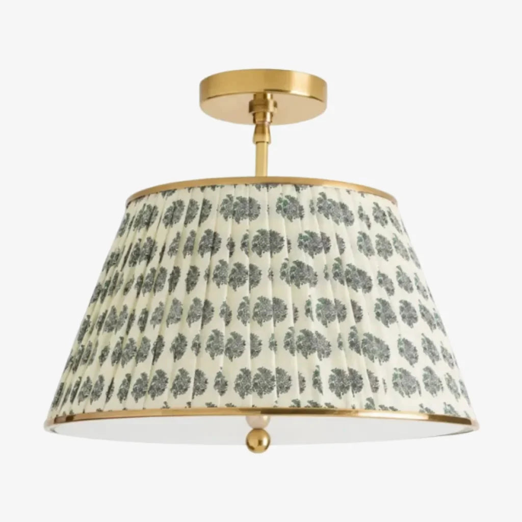 Lampa Sufitowa Vintage z Plisowanym Abażurem w Nadruk - 13