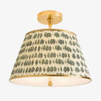 Lampa Sufitowa Vintage z Plisowanym Abażurem w Nadruk - 14