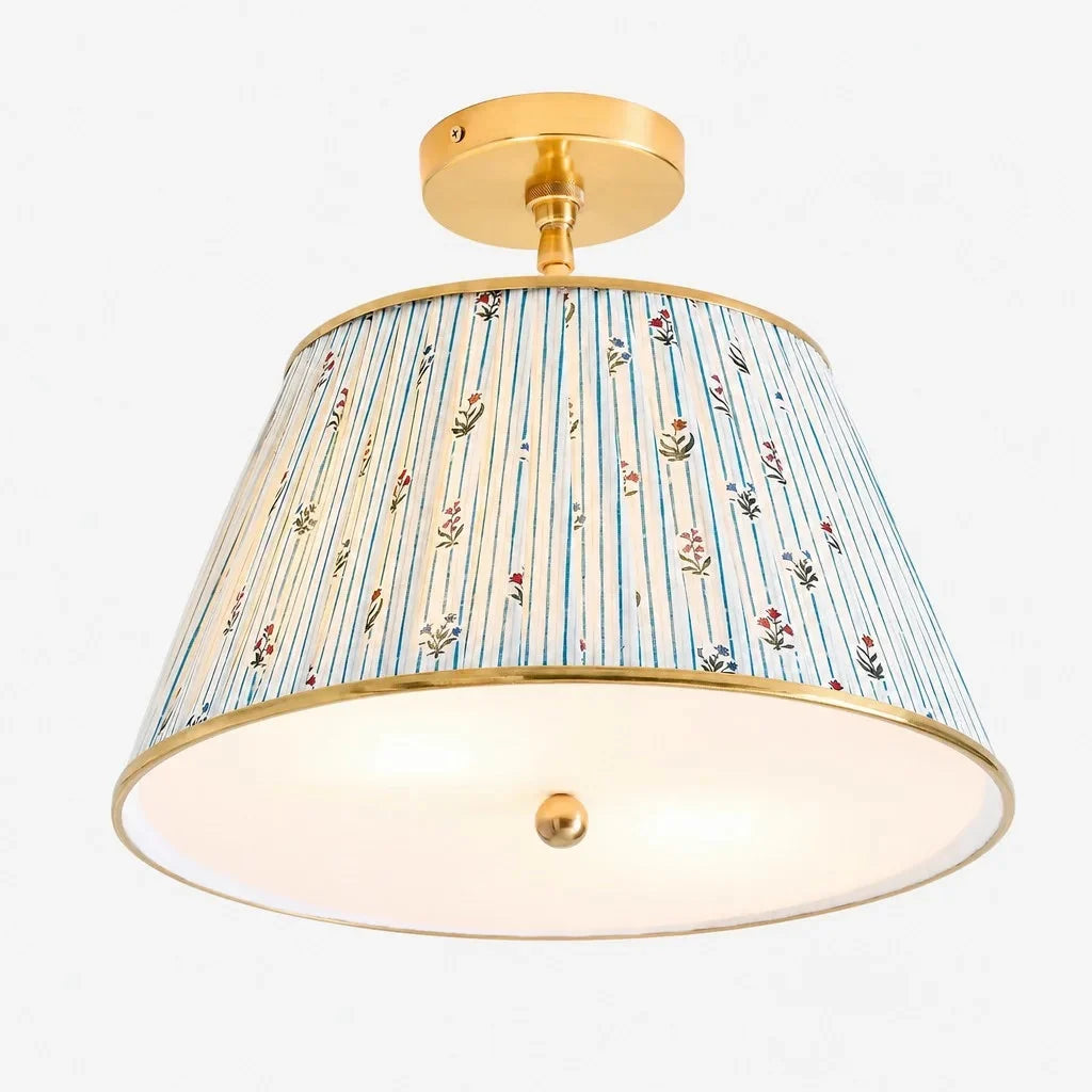 Lampa Sufitowa Vintage z Plisowanym Abażurem w Nadruk - 16