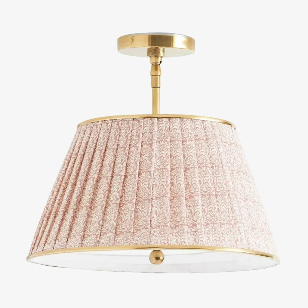 Lampa Sufitowa Vintage z Plisowanym Abażurem w Nadruk - 17