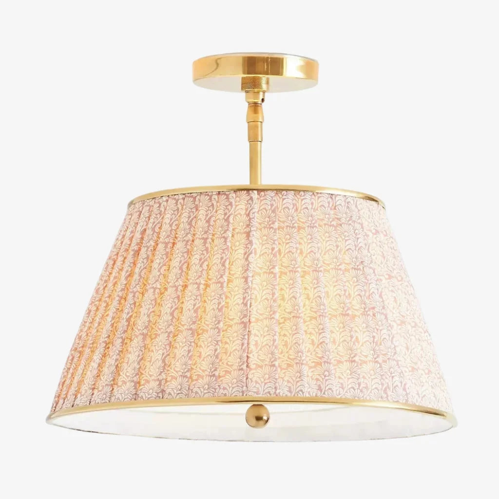 Lampa Sufitowa Vintage z Plisowanym Abażurem w Nadruk - 18