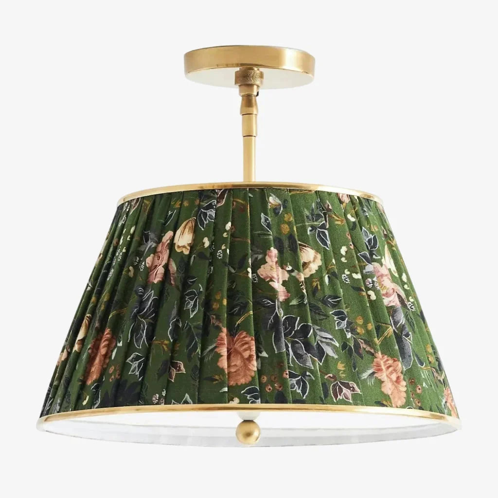 Lampa Sufitowa Vintage z Plisowanym Abażurem w Nadruk - 19