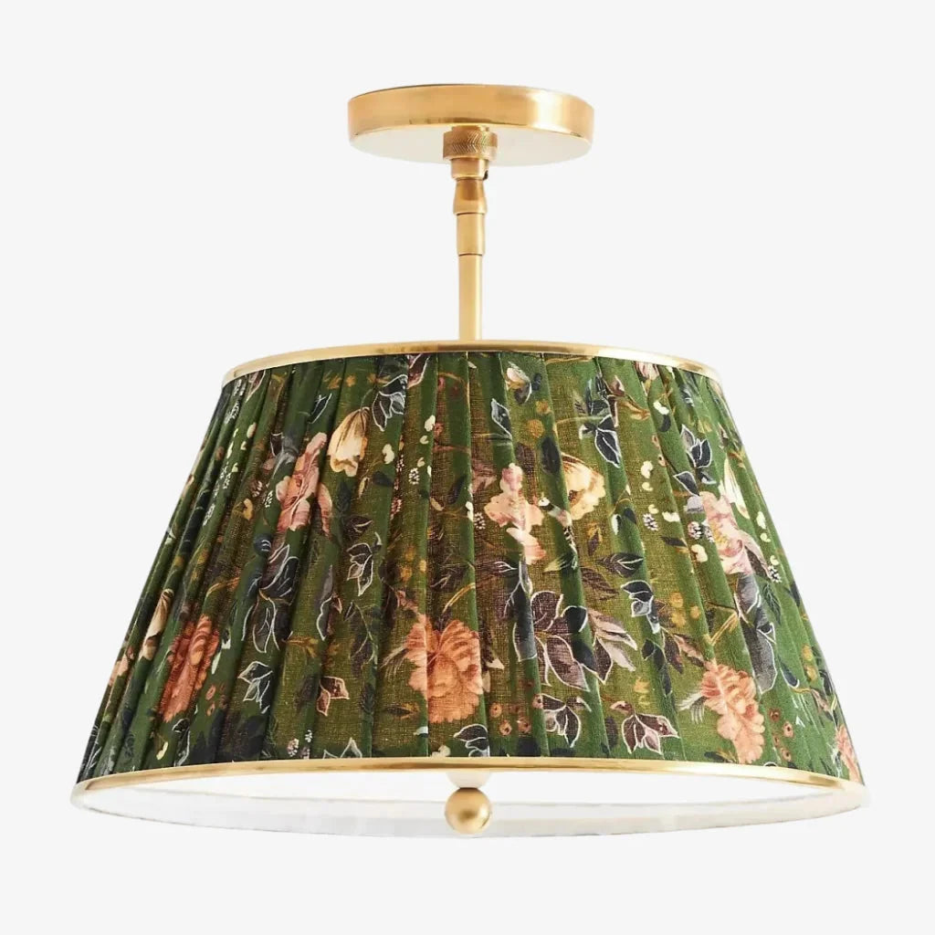 Lampa Sufitowa Vintage z Plisowanym Abażurem w Nadruk - 20