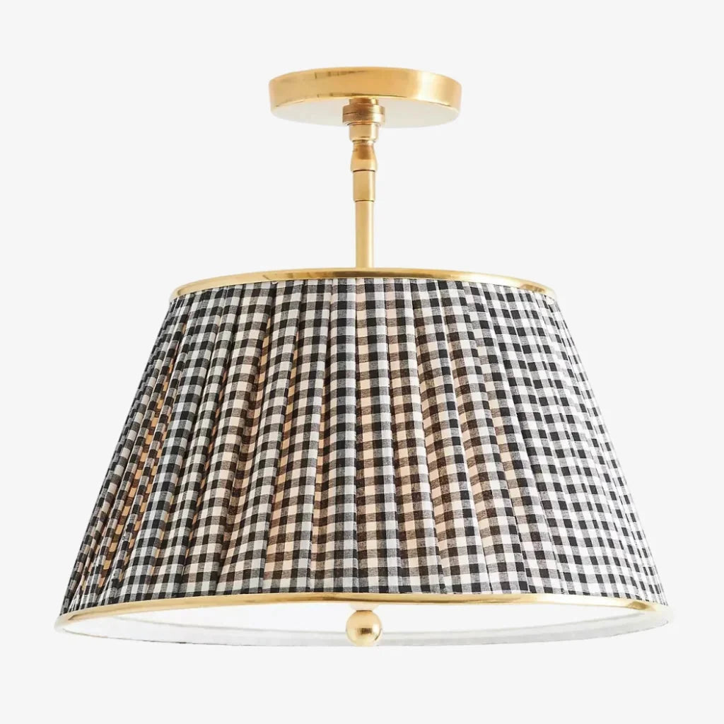 Lampa Sufitowa Vintage z Plisowanym Abażurem w Nadruk - 22