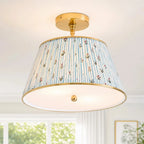 Lampa Sufitowa Vintage z Plisowanym Abażurem w Nadruk - 3