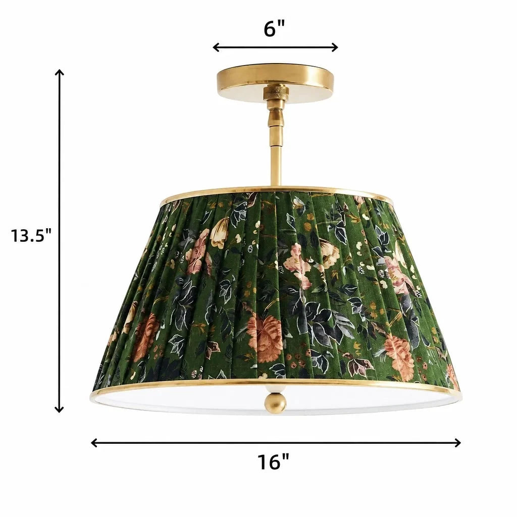 Lampa Sufitowa Vintage z Plisowanym Abażurem w Nadruk - 30
