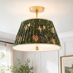 Lampa Sufitowa Vintage z Plisowanym Abażurem w Nadruk - 5