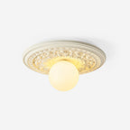 Lampa Sufitowa Vintage z Rzeźbioną Rozetą i Kloszem Kula - 2