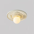 Lampa Sufitowa Vintage z Rzeźbioną Rozetą i Kloszem Kula - Beżowy