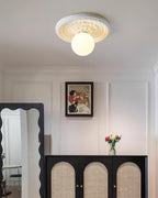 Lampa Sufitowa Vintage z Rzeźbioną Rozetą i Kloszem Kula - 26