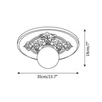 Lampa Sufitowa Vintage z Rzeźbioną Rozetą i Kloszem Kula - 29
