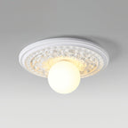 Lampa Sufitowa Vintage z Rzeźbioną Rozetą i Kloszem Kula - 3