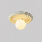 Lampa Sufitowa Vintage z Rzeźbioną Rozetą i Kloszem Kula - 8