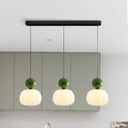 Lampa Wisząca Art Deco z Kulistym Detalem i Matowym Kloszem - Zielony