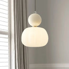 Lampa Wisząca Art Deco z Kulistym Detalem i Matowym Kloszem - Beżowy