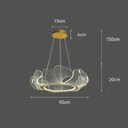 Lampa Wisząca Art Deco z Motywem Liści Miłorzębu i Regulowaną Wysokością - 10