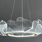 Lampa Wisząca Art Deco z Motywem Liści Miłorzębu i Regulowaną Wysokością - 15