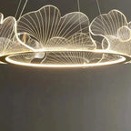 Lampa Wisząca Art Deco z Motywem Liści Miłorzębu i Regulowaną Wysokością - 16