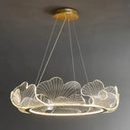 Lampa Wisząca Art Deco z Motywem Liści Miłorzębu i Regulowaną Wysokością - 3