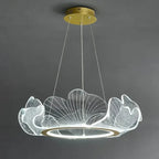 Lampa Wisząca Art Deco z Motywem Liści Miłorzębu i Regulowaną Wysokością - 4