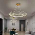 Lampa Wisząca Art Deco z Motywem Liści Miłorzębu i Regulowaną Wysokością - 6
