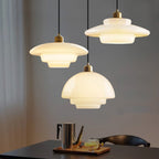 Lampa Wisząca Art Deco ze Szklanym Kloszem i Mosiężnym Wykończeniem - 17