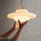 Lampa Wisząca Art Deco ze Szklanym Kloszem i Mosiężnym Wykończeniem - 4