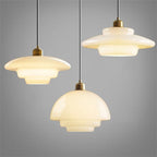 Lampa Wisząca Art Deco ze Szklanym Kloszem i Mosiężnym Wykończeniem - 6