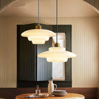 Lampa Wisząca Art Deco ze Szklanym Kloszem i Mosiężnym Wykończeniem - 7