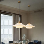 Lampa Wisząca Art Deco ze Szklanym Kloszem i Mosiężnym Wykończeniem - 9