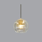 Lampa Wisząca Art Deco ze Szklanym Kloszem Kulowym i Regulowaną Wysokością - Przezroczysty