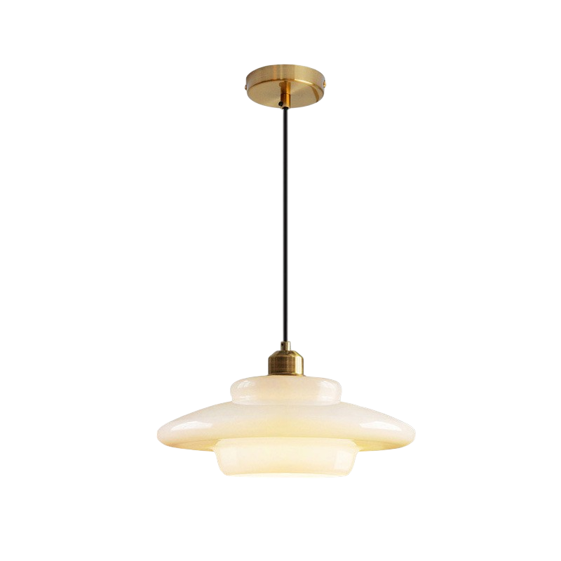 Lampa Wisząca Art Deco ze Szklanym Kloszem w Kształcie Kopuły - 7