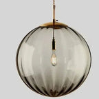 Lampa Wisząca Art Deco ze Szklanym Kloszem w Kształcie Kuli - Ciemnoszary