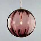 Lampa Wisząca Art Deco ze Szklanym Kloszem w Kształcie Kuli - Czerwony