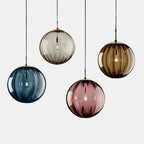 Lampa Wisząca Art Deco ze Szklanym Kloszem w Kształcie Kuli - 7